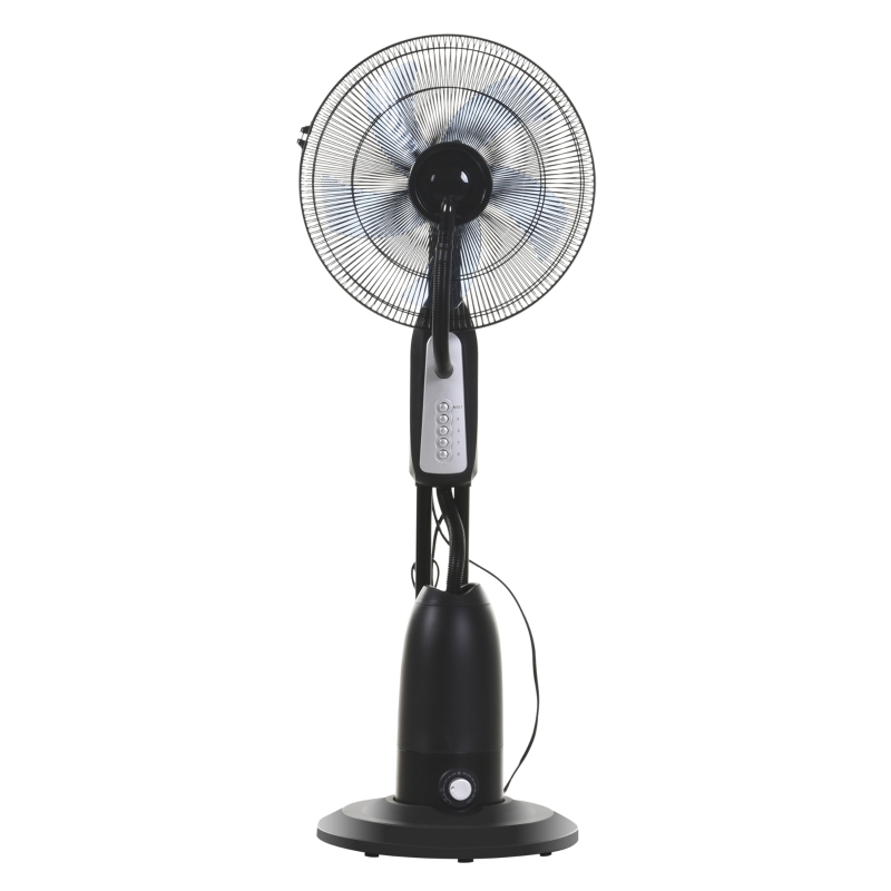 HOMCOM Ventilador de Pie con Nebulizador de Agua Oscilante y Silencioso con 3 Velocidad y 5 Aspas Potencia 90W Tanque de 2,8 L Ø44,5x120 cm Negro