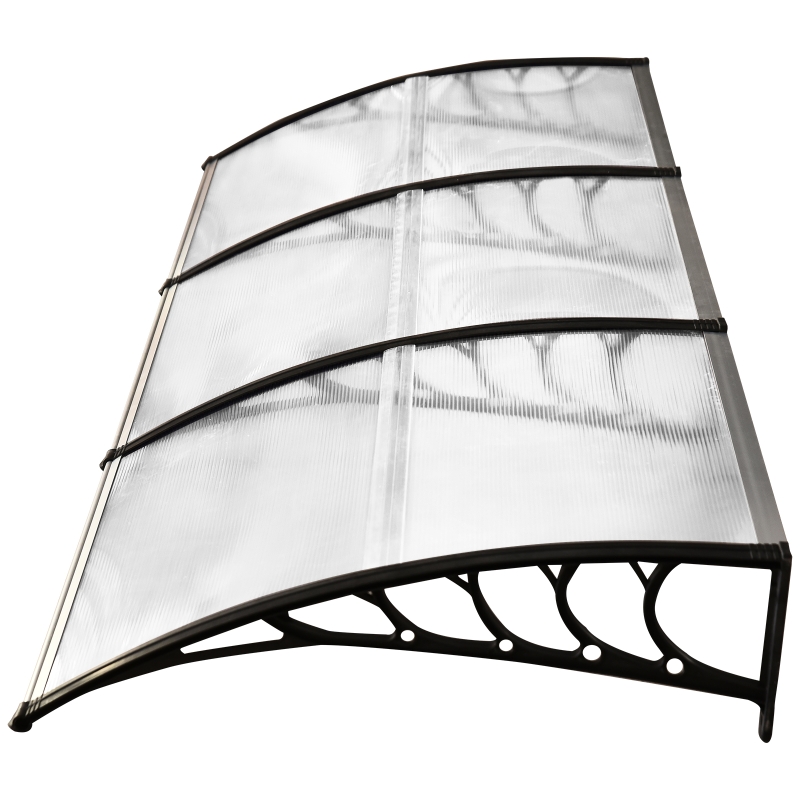 Outsunny Tejadillo de Protección 295x90x25 cm contra Sol y Lluvia para Puertas Ventanas Marquesina de Techo Aleación de Aluminio Duradero