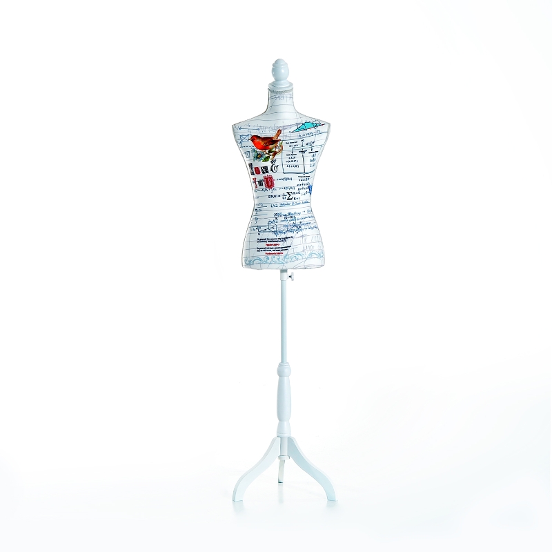 HOMCOM Maniquí Femenino de Costura Busto de Señora para Modistas Exhibición con Altura Ajustable a 130-168 cm Base de Trípode Blanco