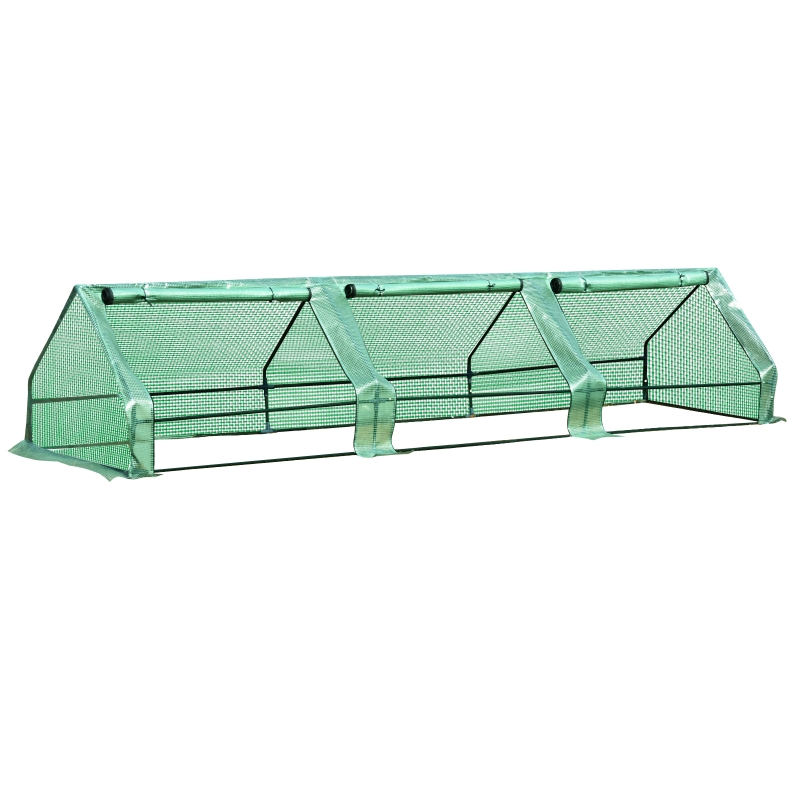 Outsunny Invernadero de Jardín Pequeño con 3 Ventanas para Huerto con 400x100x80 cm Verde PE