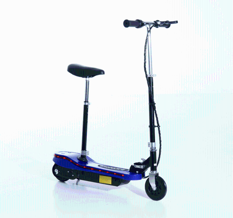 HomCom Patinete Eléctrico Plegable con Luz LED - Color Azul - 81.5x37x96cm