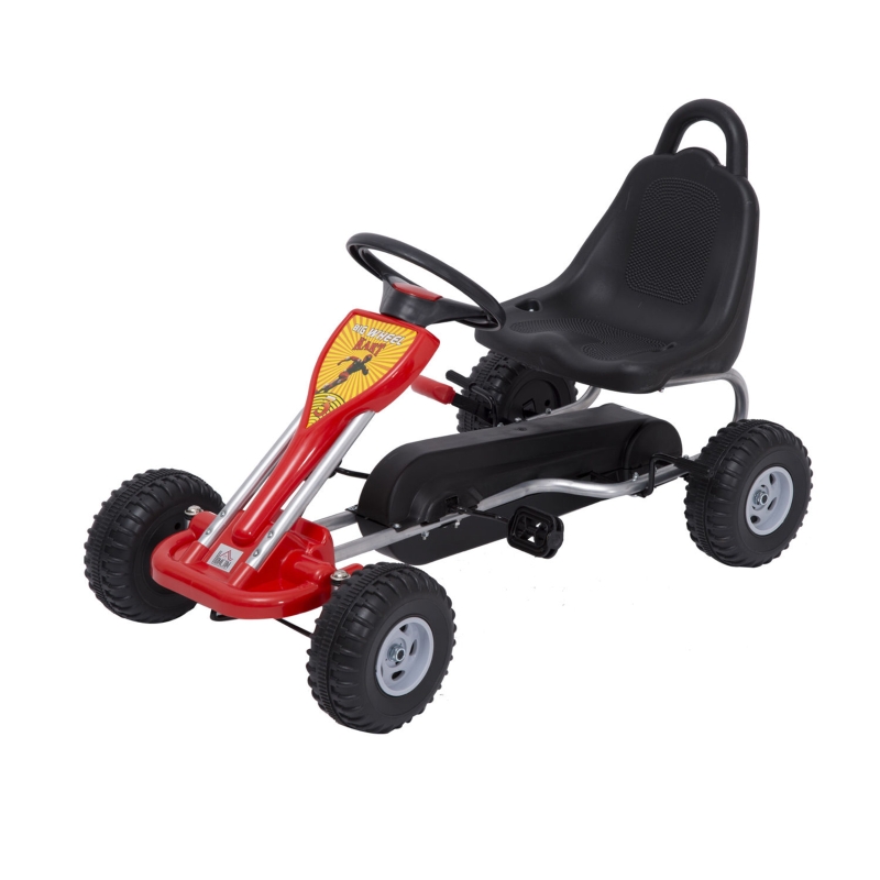 HOMCOM Go Kart a Pedales para Niños desde 3 Años Carga Máx. 30kg Coche de Pedales con Freno de Mano y Cadena 89x52x51 cm Rojo y Negro