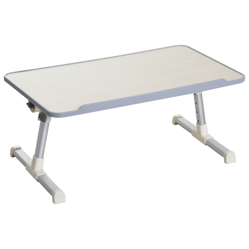 HOMCOM Mesa de Ordenador Ajustable y Plegable Soporte Escritorio 54x30x22,5-32cm Roble y Plata
