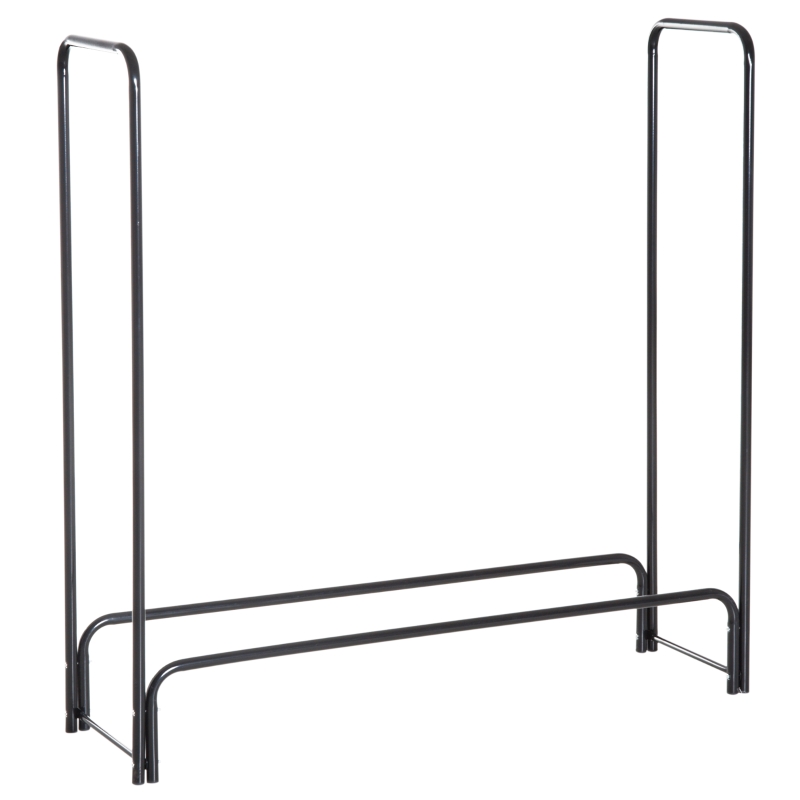 HOMCOM Soporte para Leña de Acero Estante para Leña Herramienta de Chimenea 122x35x122cm carga 150kg