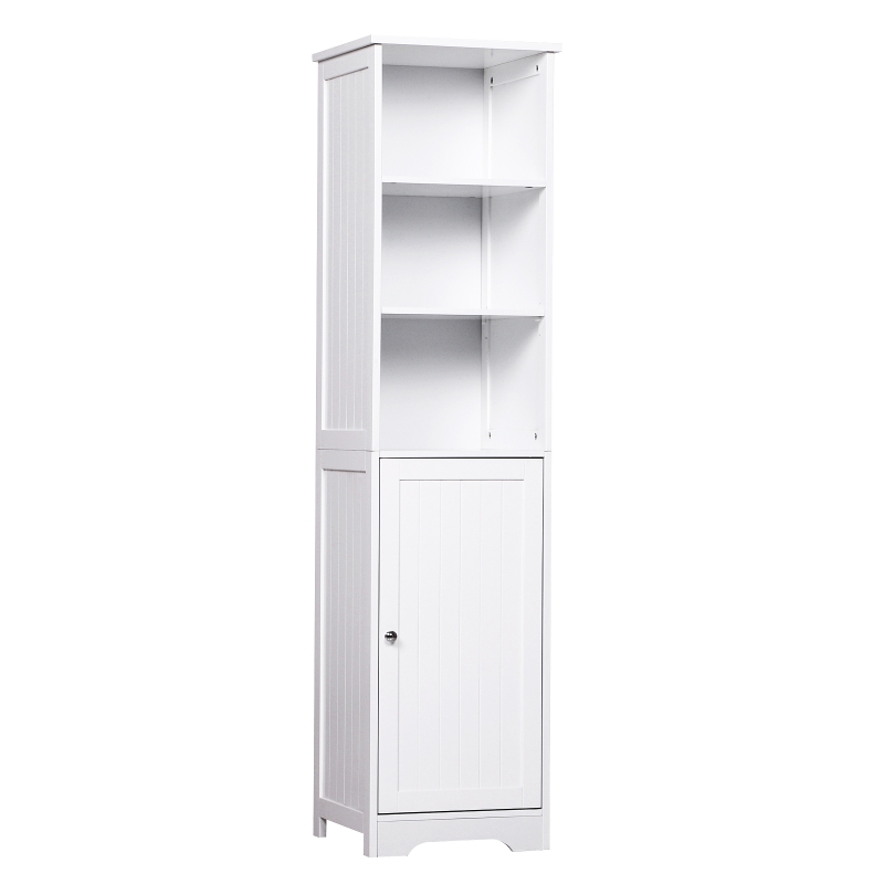 kleankin Armario Alto de Baño de 5 Niveles Estantería Columna de Baño con 3 Estantes 1 Puerta Balda Interior Ajustable Gran Almacenaje 40x38x160cm