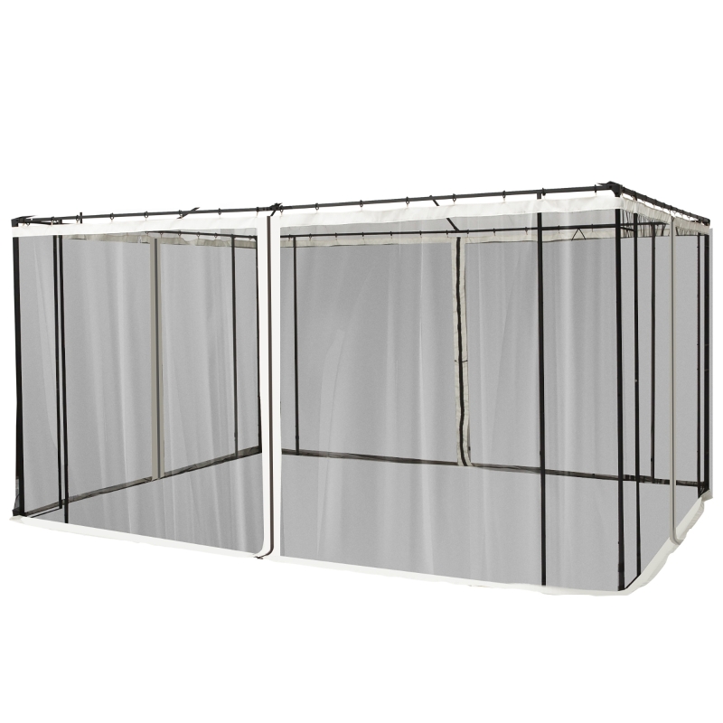 Outsunny 4 Paneles Laterales 335x207 cm para Carpa de Jardín Tela Mosquitera para Cenador Gazebo con Cremalleras y Anillas Negro