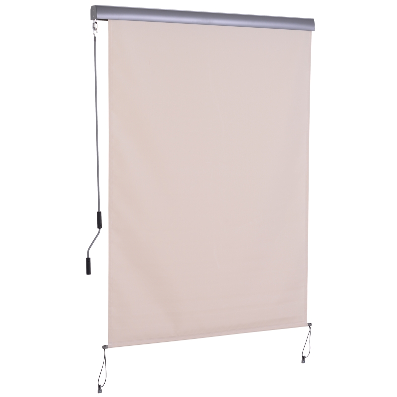 Outsunny Toldo Vertical Enrollable con Manivela 140x250 cm Protección UV para Interior y Exterior Balcón Porche Terraza Color Crema
