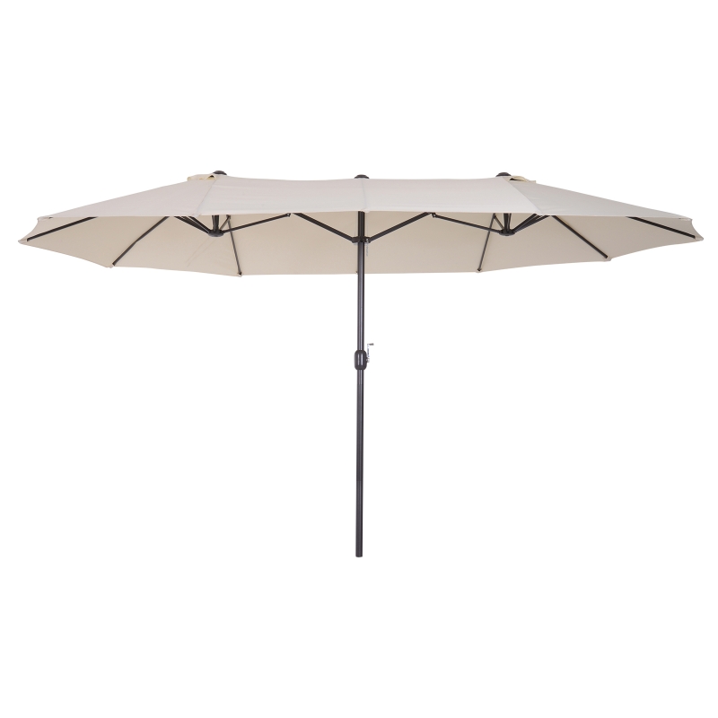 Outsunny Sombrilla Parasol Doble para Jardín 4,6x2,7x2,4 m Sombrilla Gigante Anti UV con Manivela para Exterior Patio Terraza Piscina Color Beige
