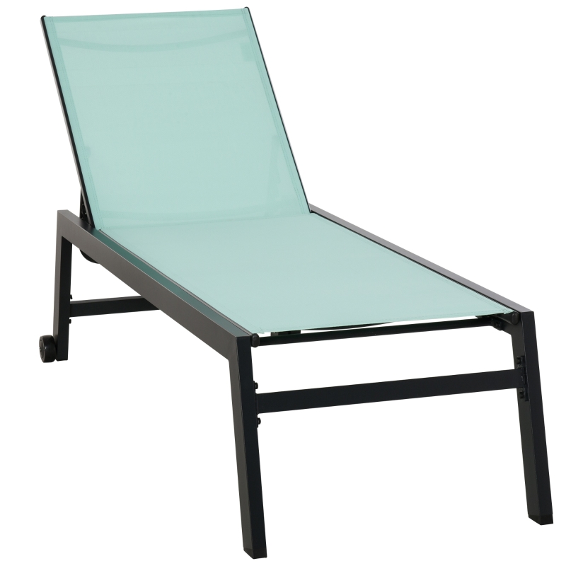 Outsunny Tumbona Multiposiciones de Jardín con Respaldo Reclinable en 5 Posiciones de Aluminio y textilene Carga 160 kg para Patio Terraza 169x65x102 cm Verde