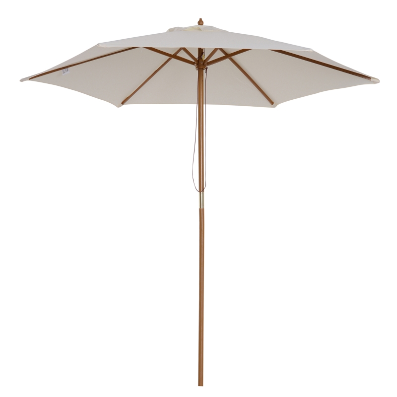 Outsunny Sombrilla Parasol de Patio Terraza Jardín Diámetro 2,5m Altura 2,25m Color Crema