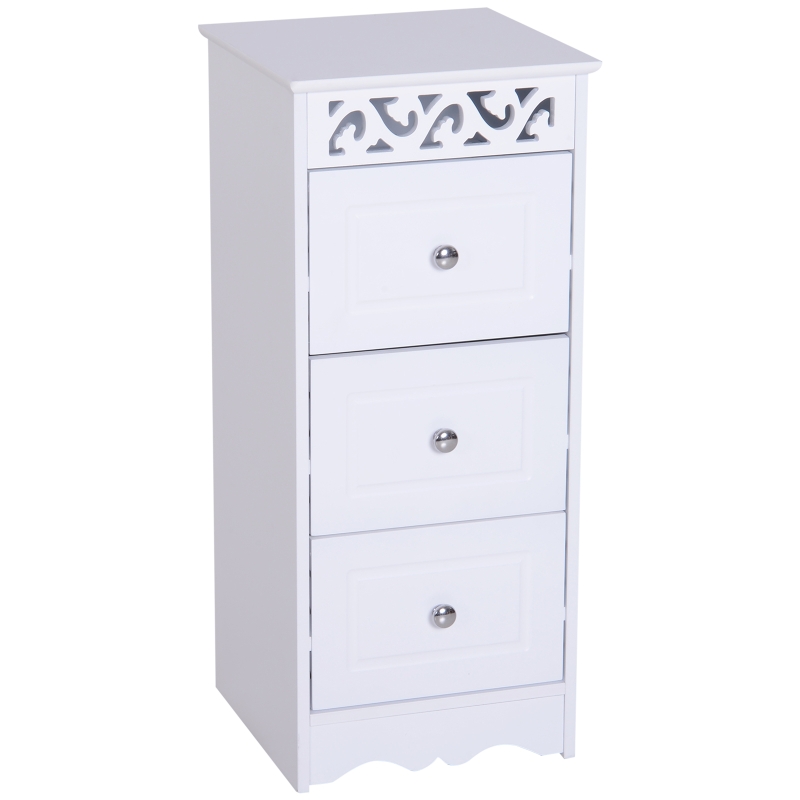 HOMCOM Armario de Almacenamiento para Cocina Comedor Salón Dormitorio Baño 3 Cajones 29.8x29.8x68.5cm