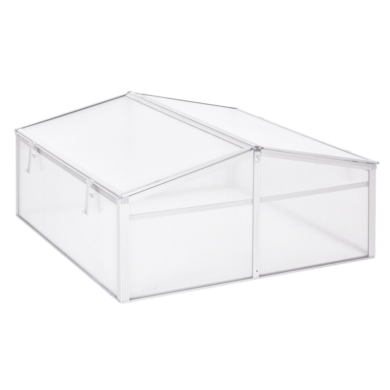 Outsunny Invernadero de Jardín Aluminio Policarbonato 100x100x48cm Transparente Vivero Casero para Plantas Cultivos Protección UV y Resistente
