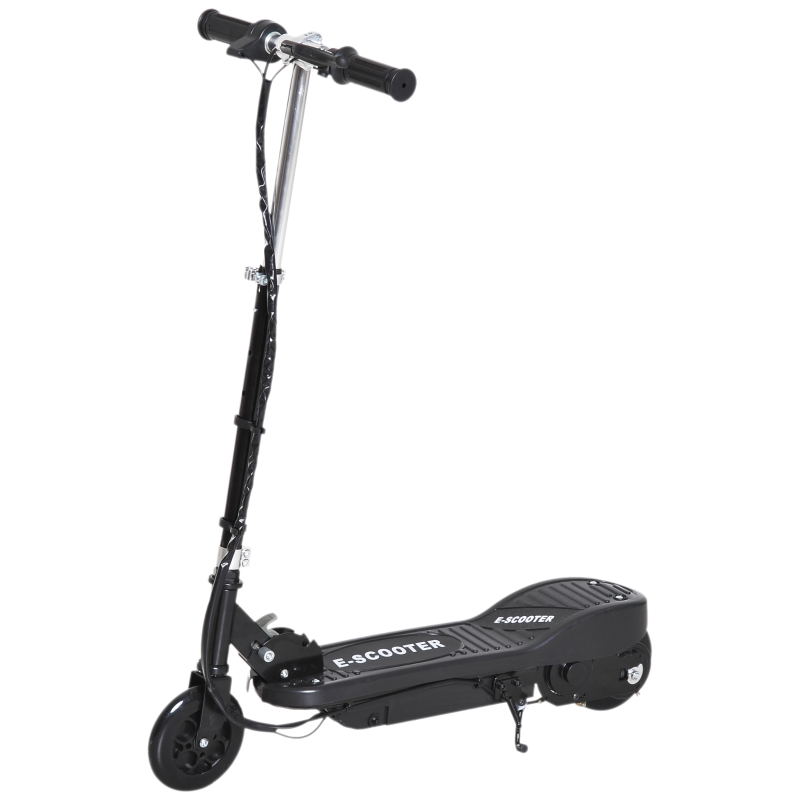 HOMCOM Patinete Eléctrico Niño 7-14 Años E-Scooter Plegable Manillar Ajustable 12km/h Batería Recargable 12V Monopatín 120W Carga 50kg Negro