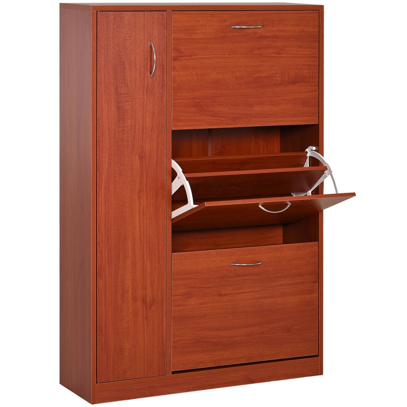 HomCom Zapatero Original y Paragüero Organizador – Tipo Recibidor con 1 Puerta y 3 Cajones – Nogal – 80 x 24 x 120cm
