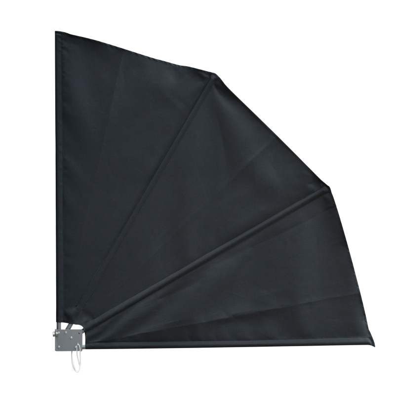 Outsunny Outsuuny Toldo Lateral Plegable de Balcón 120x120 cm en Forma de Abanico Aluminio con Soporte de Pared para Suelo Terraza Patio Gris Oscuro