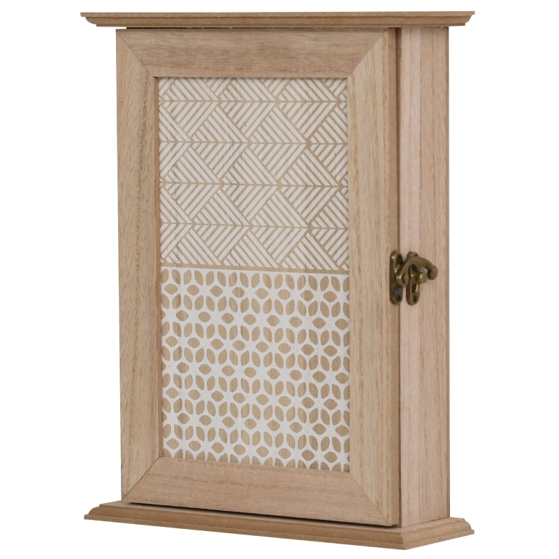 HomCom Caja Llavero de Pared tipo Armario de Madera para Llaves con 6 Ganchos Estilo Vintage - 20x6.5x26.5cm
