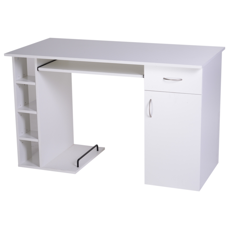 HOMCOM Mesa de Ordenador PC Escritorio Estudio y Trabajo 120x60x74 cm Blanco