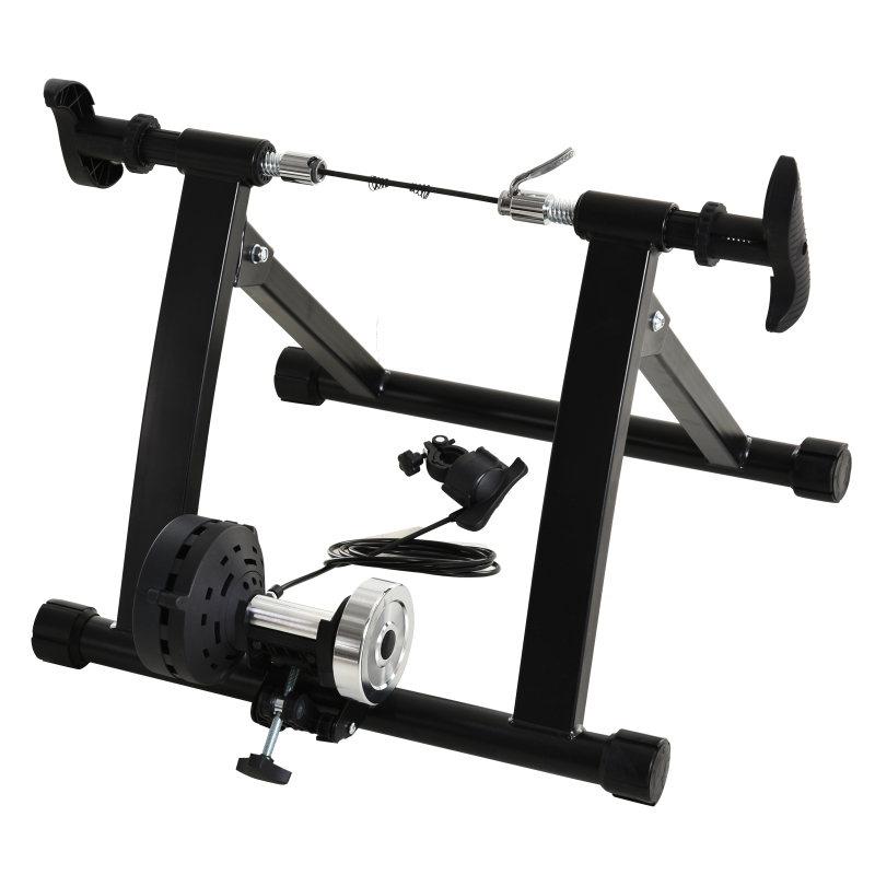 HOMCOM Rodillo Bicicleta 5 Niveles de Resistencia Cicloentrenador Entrenamiento de Acero 54,5x47,2x39,1cm Negro