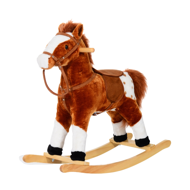 HOMCOM Caballito Balancín Bebé para Niños +3 Años con Sonidos 74x28x65 cm Marrón