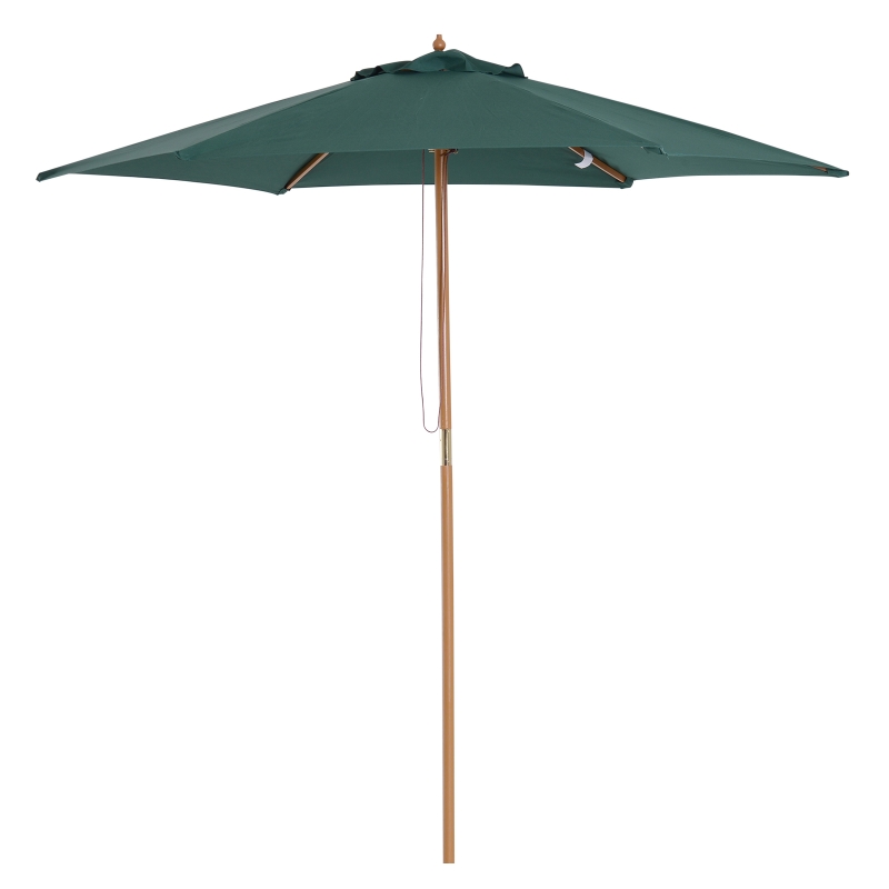 Sombrilla tipo Parasol para Terraza Patio y Jardín - Mástil de Madera - Color Verde - Φ2,5m