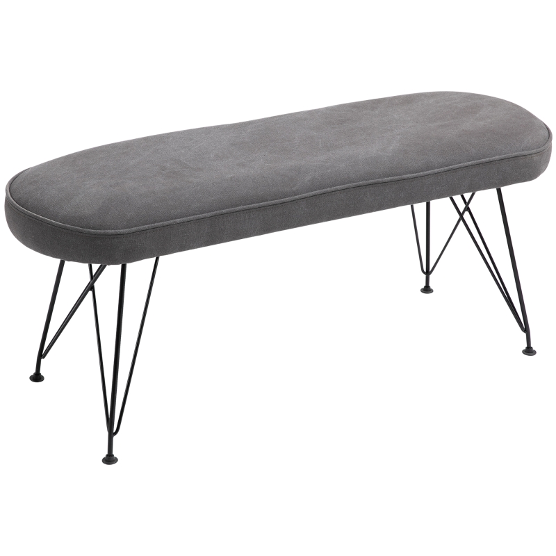 HOMCOM Banco de Cama Otomano Taburete Sofá Acolchado con Patas de Metal Horquilla para Sala de Estar Pasillo Dormitorio 106x35x45 cm Gris