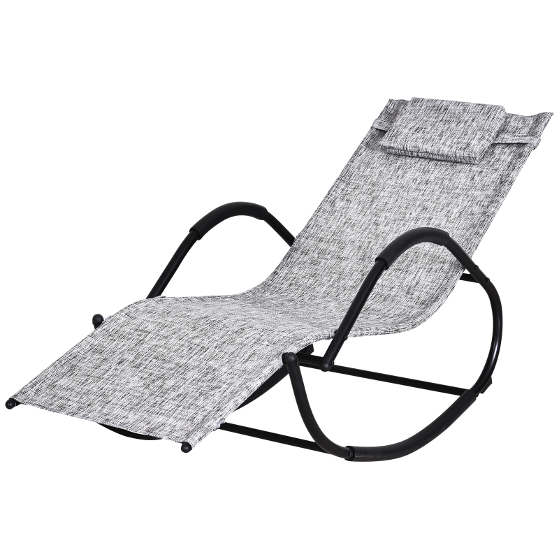 Outsunny Mecedora para Exterior Tumbona con Reposabrazos y Función Balancín 160x61x79 cm Gris