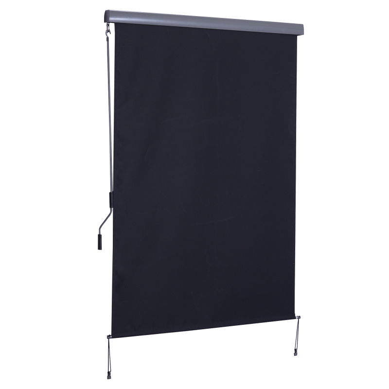 Outsunny Toldo Vertical Enrollable con Manivela 140x250 cm Protección UV para Interior y Exterior Balcón Porche Terraza Color Gris