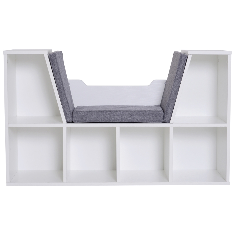 HOMCOM Estantería Librería con Asiento 6 Cubo Librería Original Infantil Zapatero con Cojín Estante con Banco Multiusos 102x30x61cm