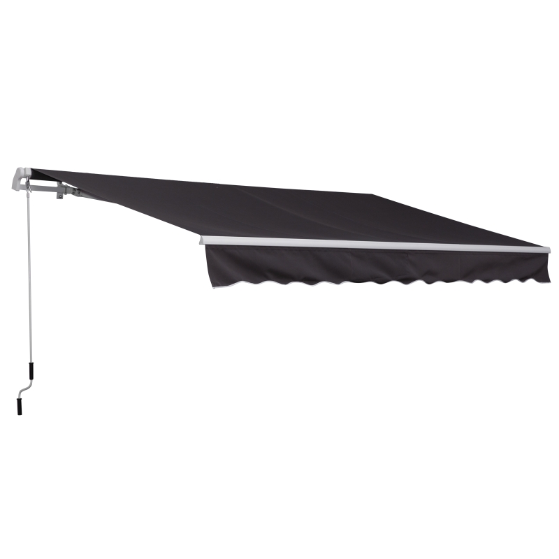 Outsunny Toldo Manual Plegable de Aluminio 3,5x2,5m Toldo Patio Balcón Terraza con Manivela Impermeable Protección Solar UV para Jardín Exterior Aluminio Acero Tela de Poliéster Color Gris