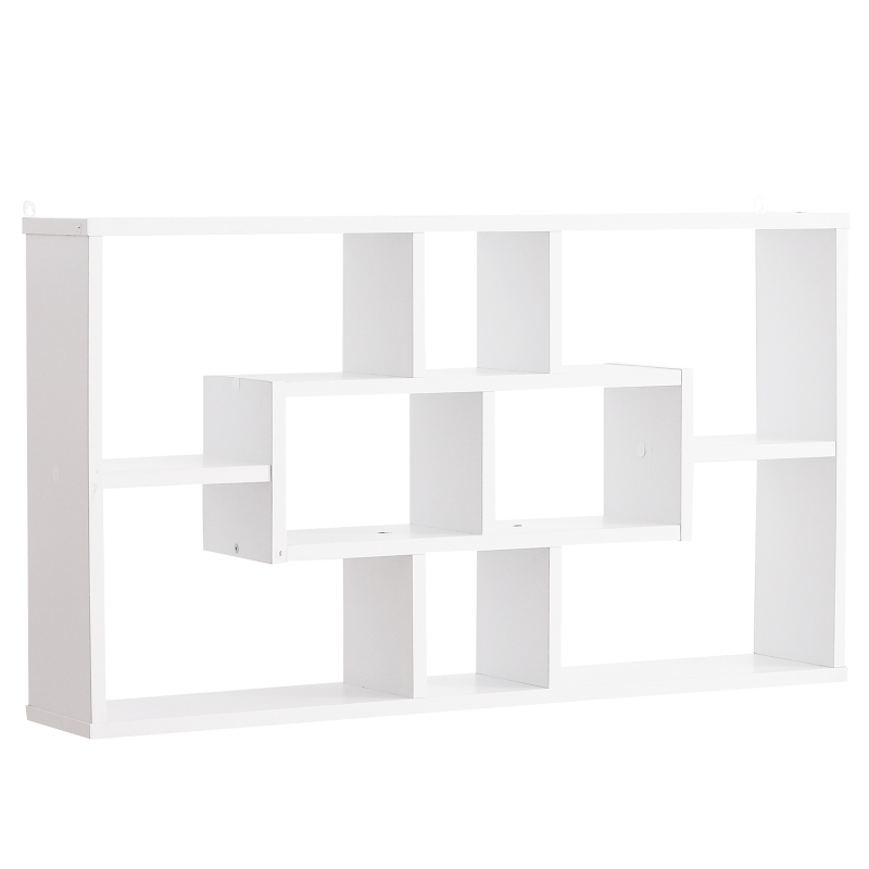HOMCOM Estante de Pared Decorativo Juego de 8 Estantes Estantería para Libro CDs Baldas Flotantes Cubos Modernos 85x14.5x47.5cm carga 20kg Madera