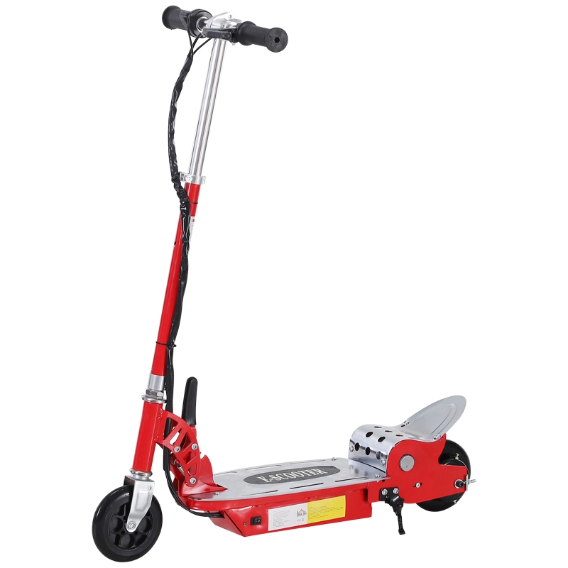 HomCom Patinete Eléctrico Scooter Plegable con Manillar - Color Rojo - 81.5x37x96cm