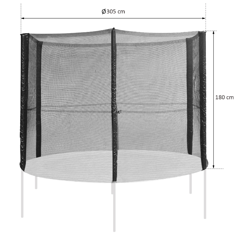 HOMCOM Red de Seguridad Pared Protectora Cama Elastica Trampolín Redonda (NO INCLUIDO) Diámetro ø 305 cm (6 Barras)