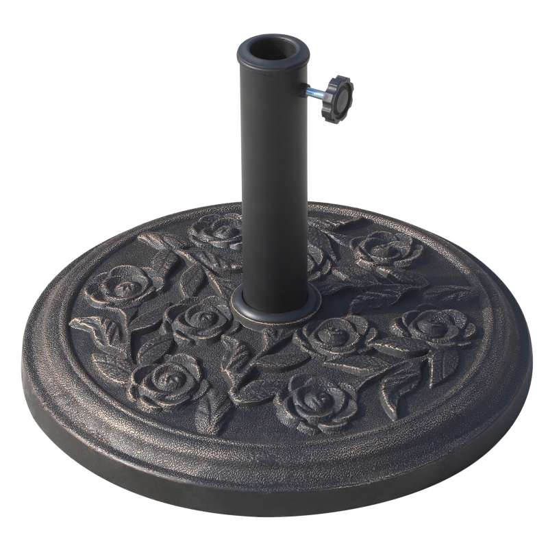 Outsunny Base de Sombrilla Soporte Pie Sombrillas Parasol 4 Sillas 9Kg 45.5x34cm Pedestal Bronce Base de Sombrilla 9Kg 45.5x34cm