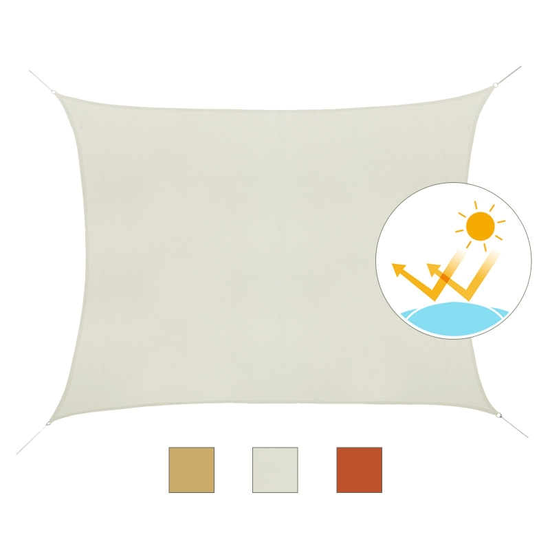 Outsunny Toldo Vela Rectángulo 3x4m Vela de Sombra para Terraza Jardín Camping Resistente al Agua Protección UV Poliéster Color Crema