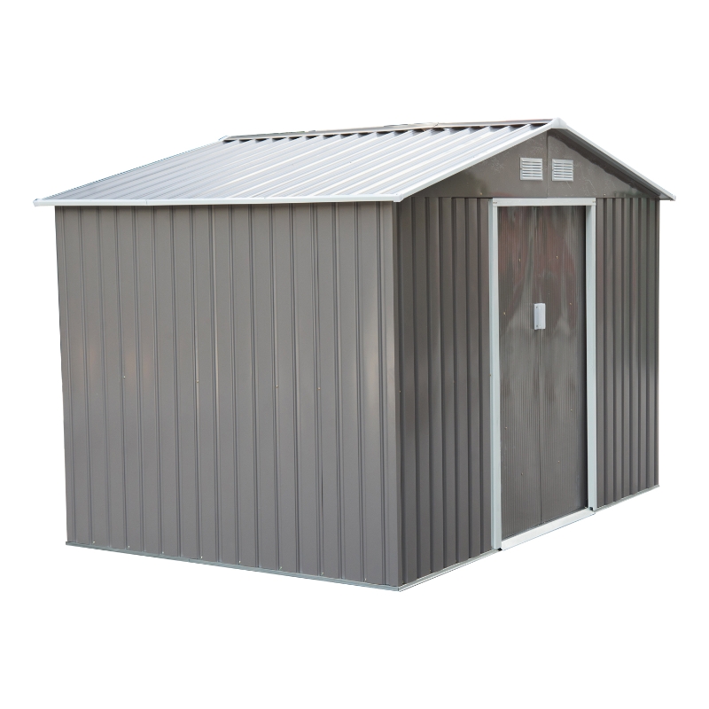 Outsunny Caseta de Jardín tipo Cobertizo Metálico para Almacenamiento de Herramientas 277x195x192 cm Gris
