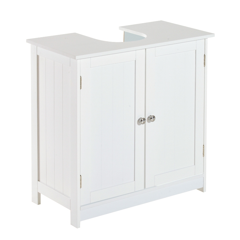 HOMCOM Armario para debajo del Lavabo o Fregadero tipo Gabinete de Almacenaje de Madera Blanca 60x30x60cm
