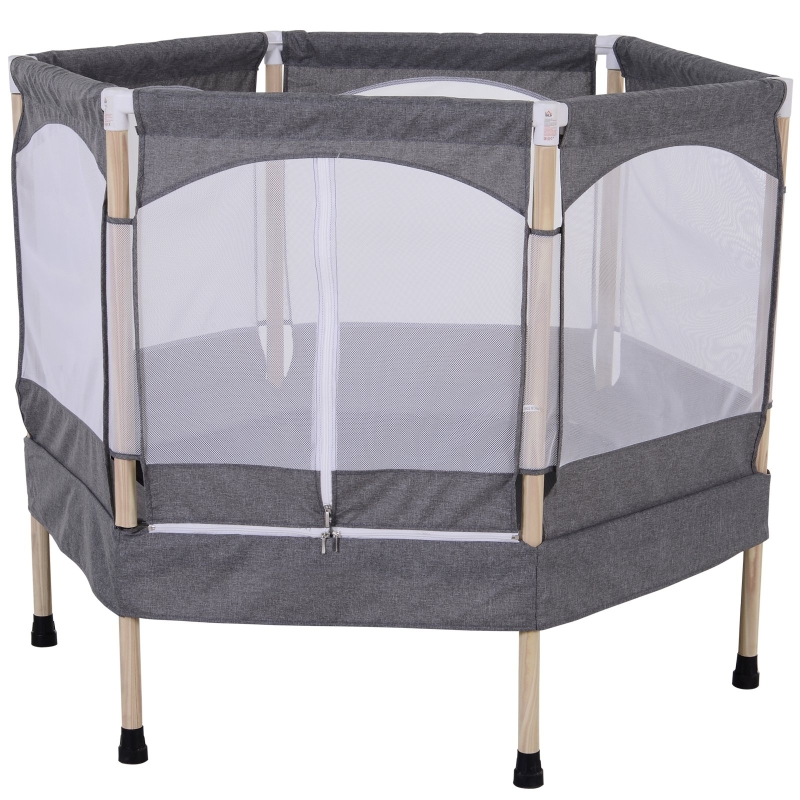 HOMCOM Trampolín Infantil Cama Elástica para Niños de 3-12 Años Jardín Traspatio con Red de Seguridad Carga 50kg 126x109x98cm Gris
