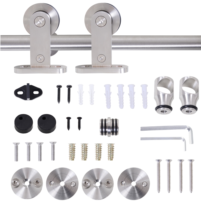Homcom Kit Instalacion Puerta Corredera Madera Puertas Corredizas Riel Acero Inoxidable - 2,5x200 cm