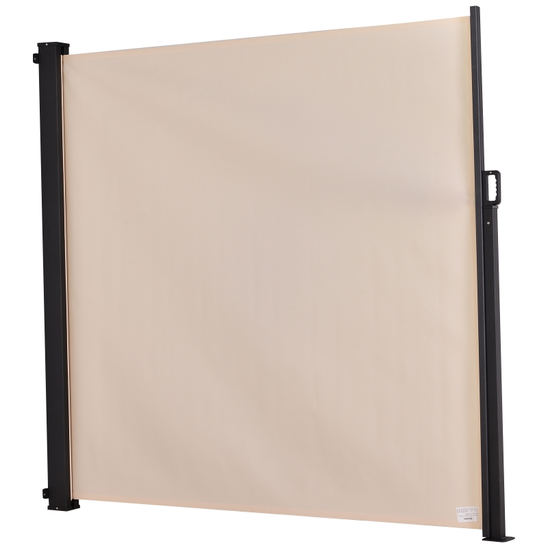 Outsunny Toldo Lateral Retráctil Exterior 350x180cm Pantalla de Privacidad contra Sol Viento Visión para Jardín Patio Balcón Tejado Hecho de Aluminio Color: Beige