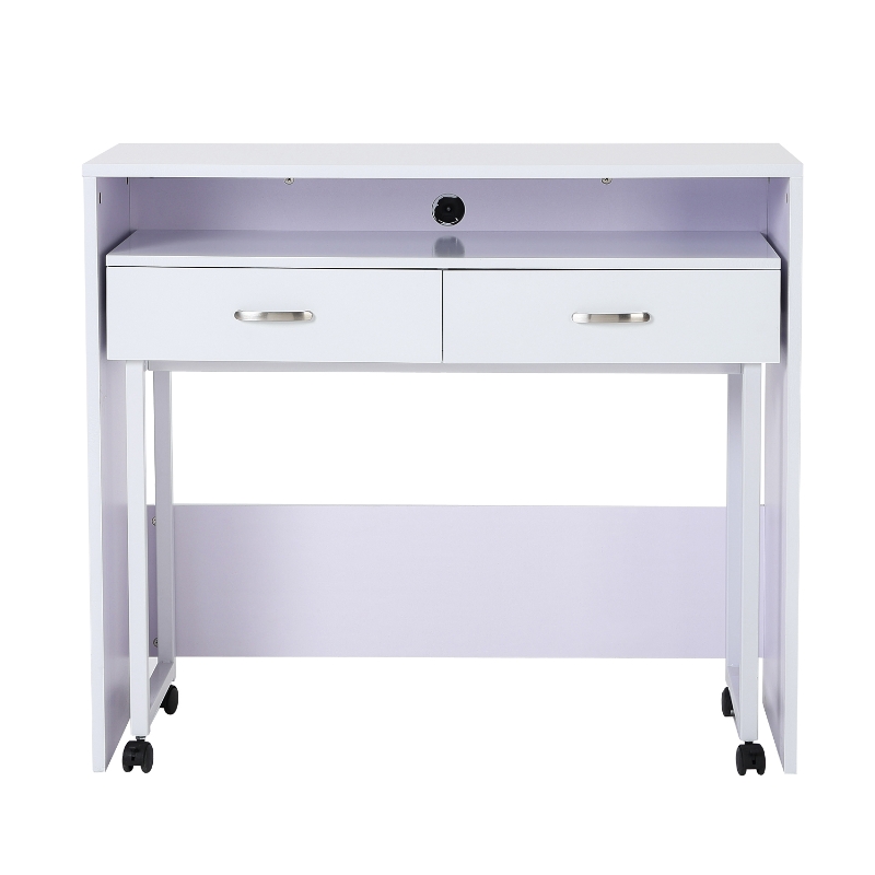 HOMCOM Mesa Doble para Ordenador PC con Cajones y Ruedas 100x36x88cm Blanco