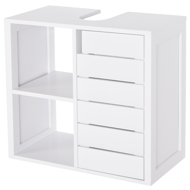 kleankin Mueble Bajo de Lavabo para Baño Suspendido Compacto con 2 Estantes Abiertos y Zona Cerrada 60x30x54 cm Blanco