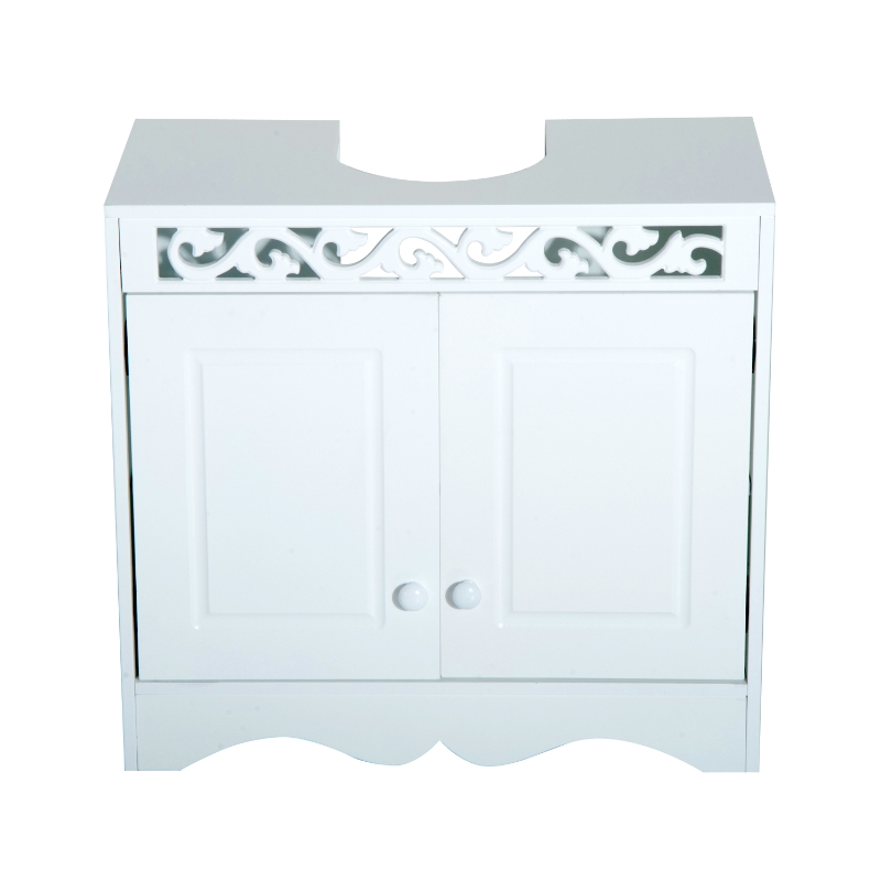HOMCOM Armario de Baño Bajo para Lavabo con 2 Puertas y Estantes 60x30x56cm Blanco