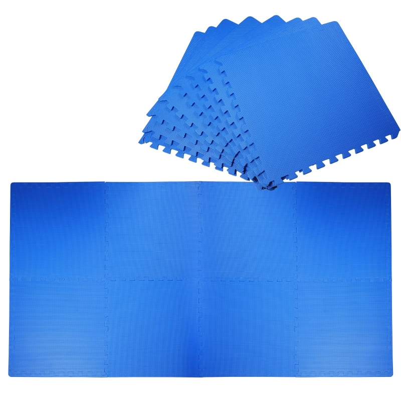 HOMCOM Alfombra Puzzle para Bebés 8 Piezas Alfombrillas de Juego Espuma EVA con Área de Cobertura 2,88 metros cuadrados No Tóxica 60x60x1,2 cm Azul