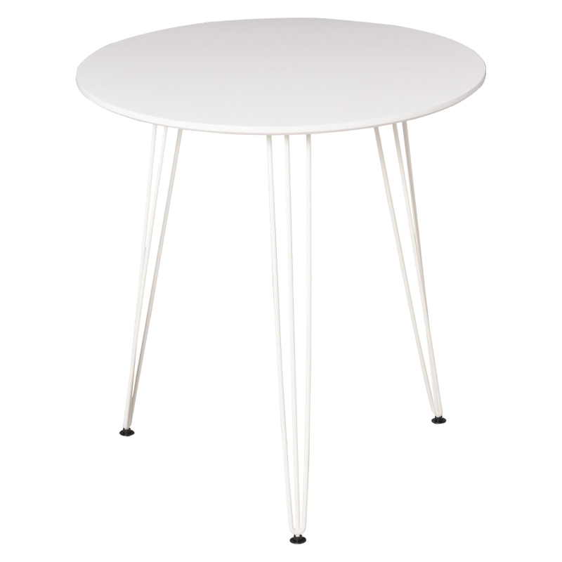 HOMCOM Mesa de Comedor Redonda con Patas de Horquilla Metálicas Estilo Moderno Nórdico para Cocina Salón Cafetería Bar Ø70x75 cm Blanco