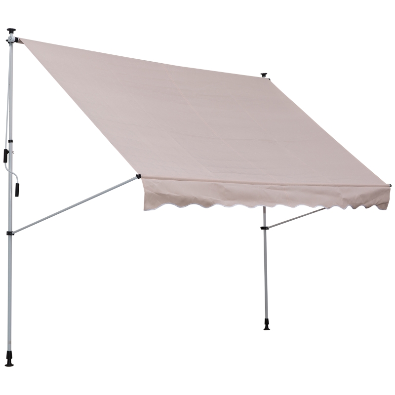 Outsunny Toldo Portátil Balcón Patio de 3x1.5m Toldo Manual Plegable de Aluminio Altura Ajustable con Manivela para Jardín Terraza Exterior Color Beige