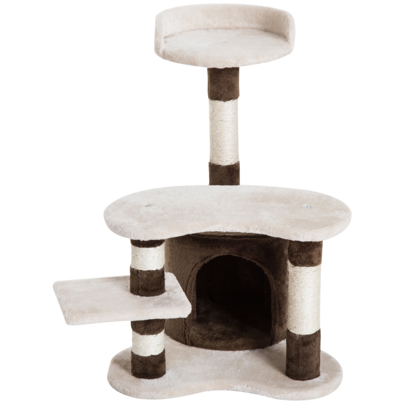 PawHut Árbol para gatos Rascador de Gatos Barato Rascador con Caseta Plataformas Centro de Juego para Arañar Jugar Dormir 48.5x48x69cm Tablero de partículas Cubierto de Felpa Sisal