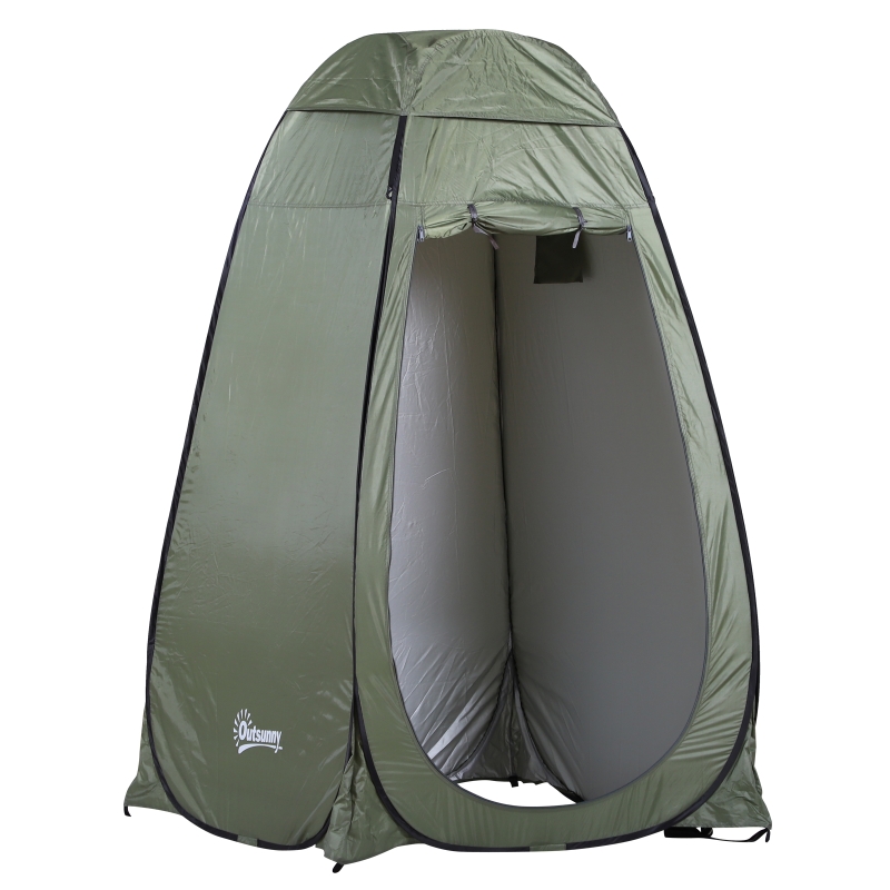 Outsunny Carpa Vestidor Plegable Tienda para Ducha Portátil con Funda para Playa y Montaña 120x120x190 cm Verde