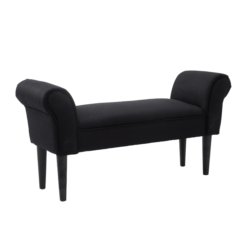HOMCOM Taburete Pie de Cama Banqueta con Brazos Tapizada tipo Banco de Madera para Dormitorio Salón Recibidor 102x31x51cm Carga 130kg Negro