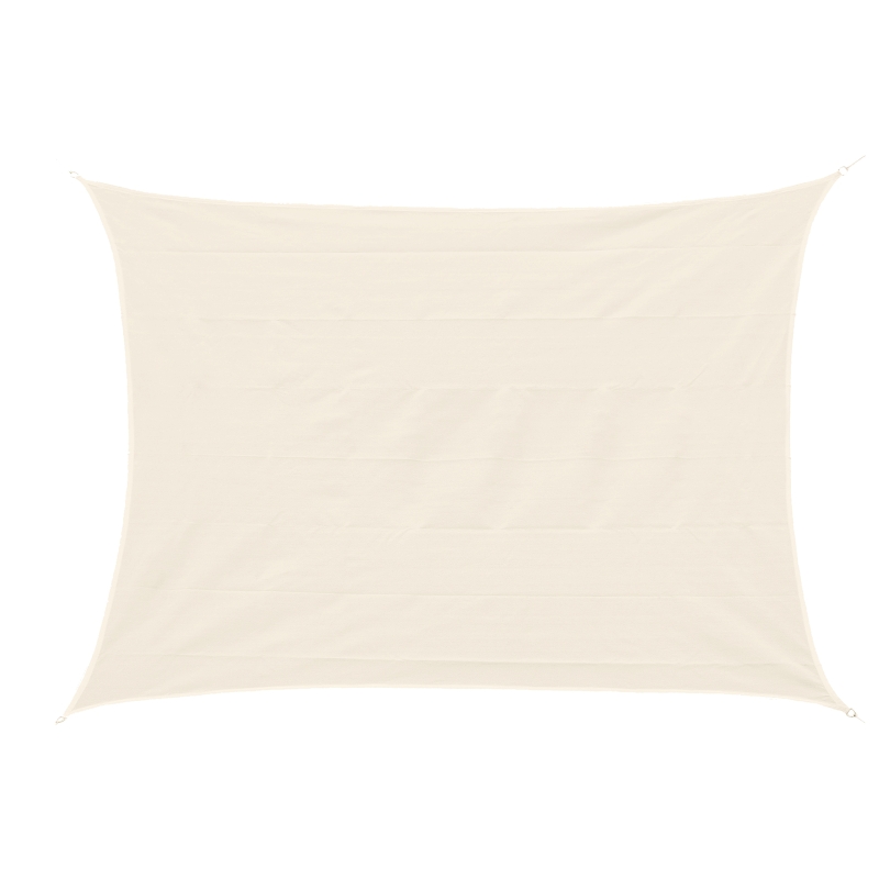 Outsunny Toldo Vela cuadrado 4x6m Toldo parasol Vela de Sombra Protección UV HDPE (polietileno de alta densidad) para Patio Terraza Jardín Color Blanco Crema
