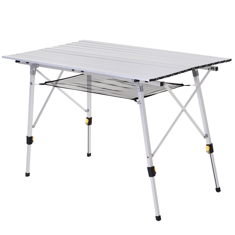 Outsunny Mesa plegable de picnic Mesa de camping de aluminio Altura regulable Espacio para 4 personas 120x70x58-73 cm